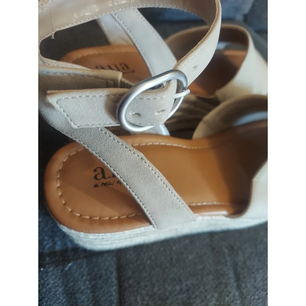 a.n.a Laskie Women Shoes Ankle Buckle Strap Sandals Brown Stone Size‎ 10 Summer